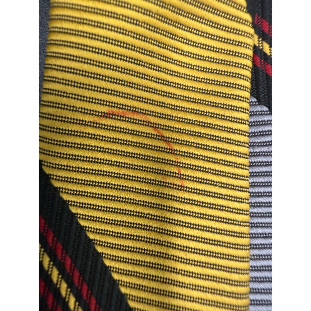 Lot of 2 Mens Striped Neckties Blue Yellow Red Grey Polyester Classic Wide Tie - Picture 6 of 6